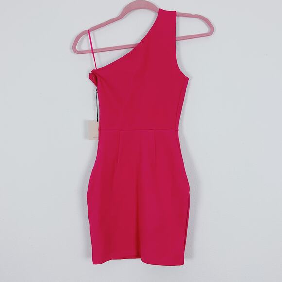 NWT Superdown Nava Asymmetrical Mini Dress in Hot Pink Size XXS - Picture 3 of 5